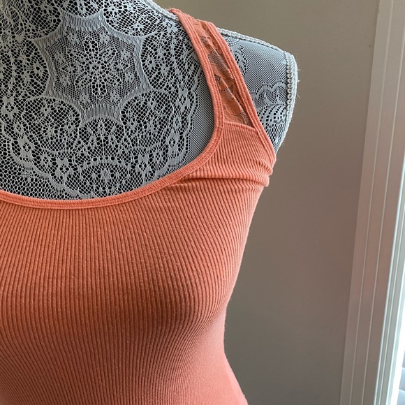 American Eagle Orange Lace Back Tank Top - Picture 2 of 6